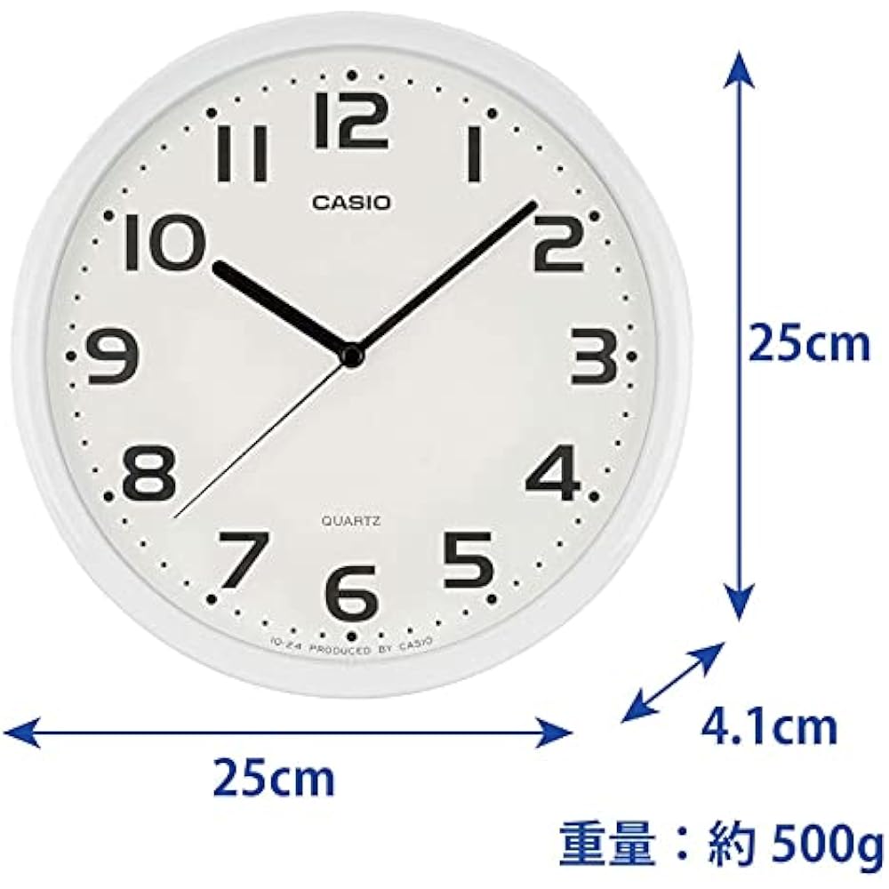 Casio Wall Clock, White, Analog, Standard, Step Second Hand, Simple, IQ-24-7JF