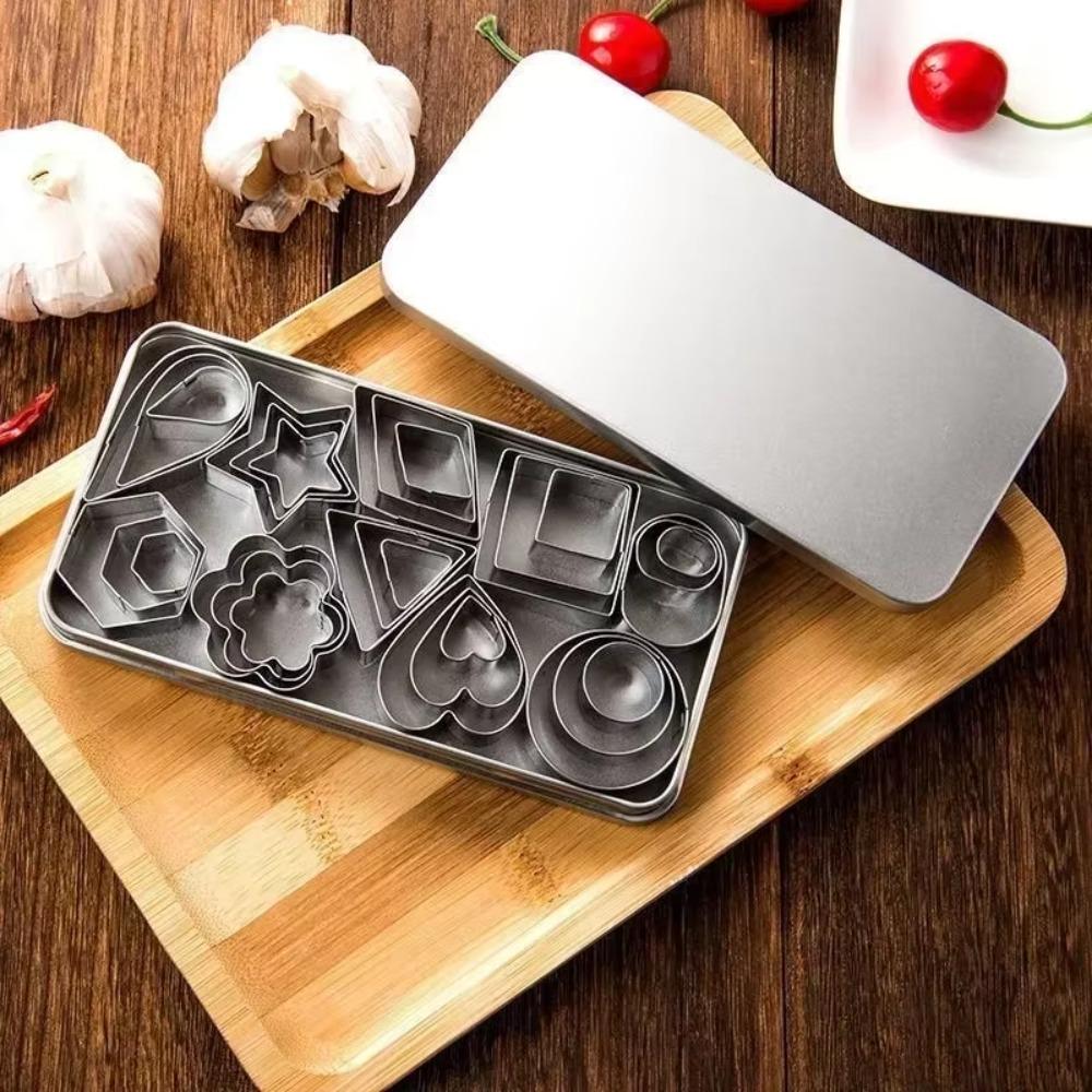 24/30pcs Stainless Steel Geometric Shapes Cookie Cutter Set Rust-proof Biscuit Mold  Kitchen