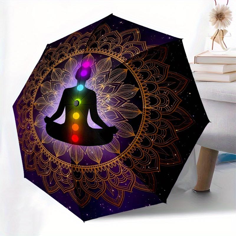Chakra Balance Meditation Mat: Yoga & WellnessUmbrella, Portable 3-Fold Compact Umbrella for Men & Women Gift