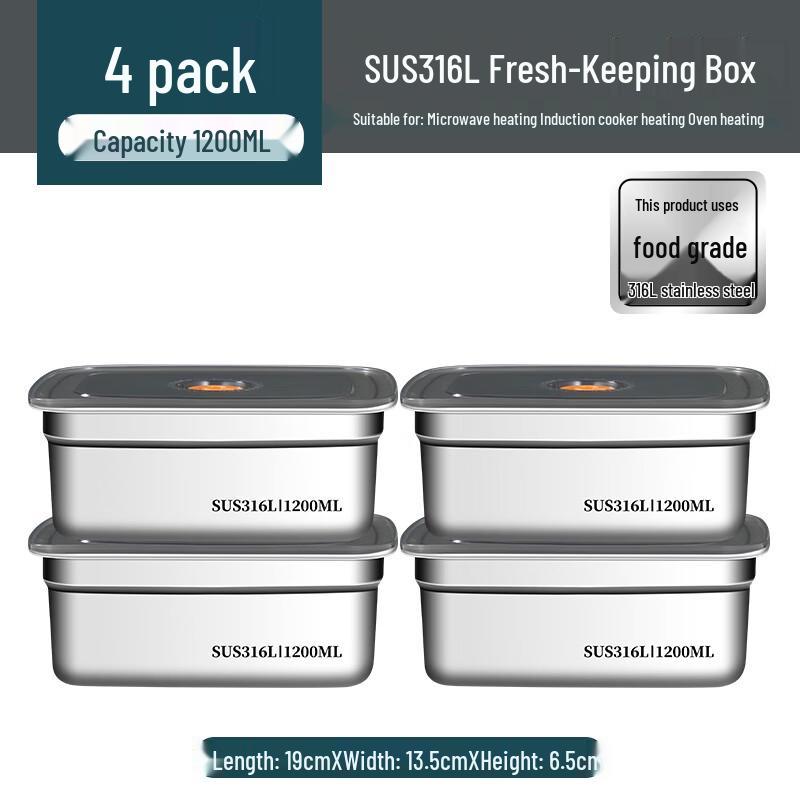 316 Stainless Steel Square Food Storage Container