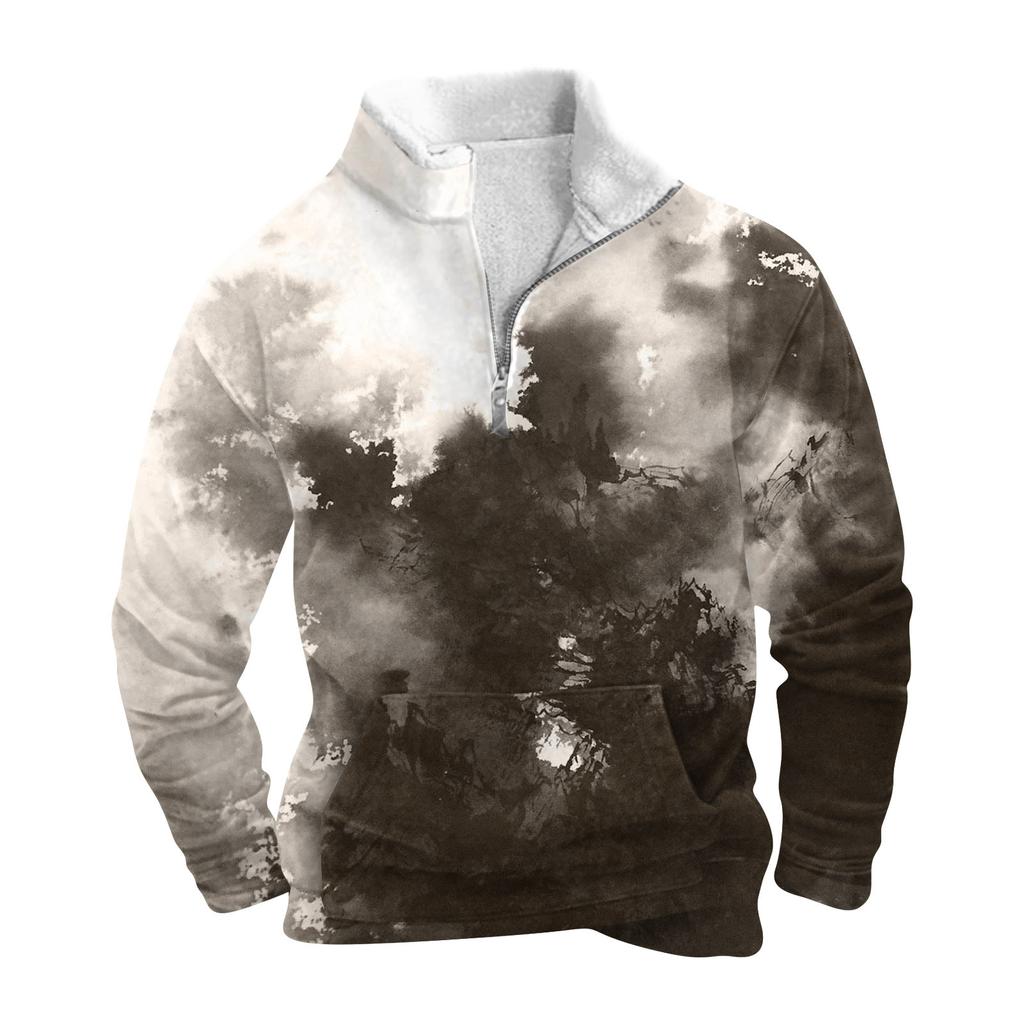 Das Herren-Sweatshirt mit Stehkragen im Frühling und Herbst ist ein Outdoor-Freizeitpullover