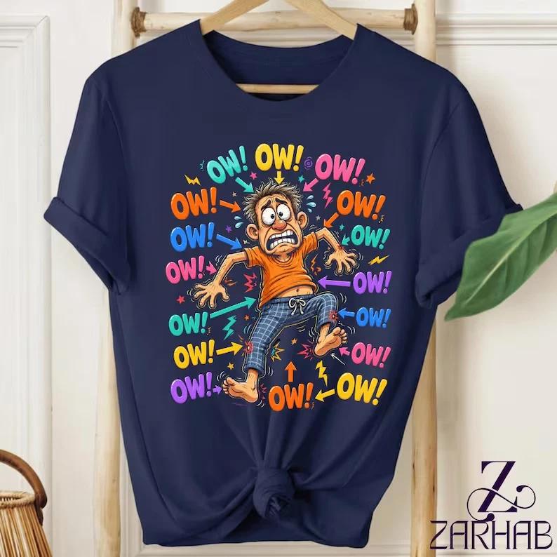 Funny Pain Shirt, Funny Ow Ow Ow Ow Saying Body Pain Character Humor Sarcastic XL
