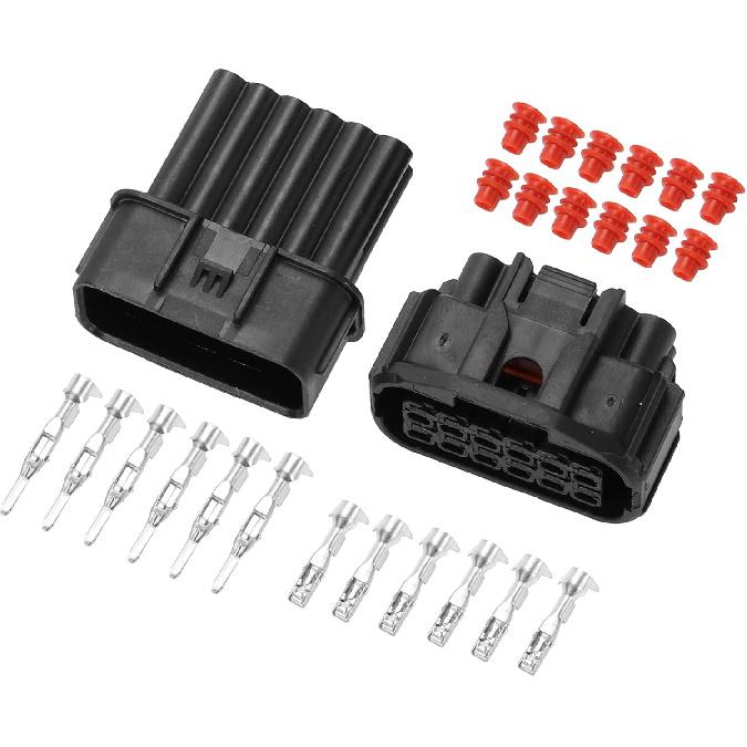 

Front Headlight Connector Plug for Honda/Inner Male Female Wire Terminal Connector/Waterproof Plastic 1.5mm Series / 1 Set Black 12 Pin