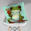 Cute Cartoon Art Frog Various Sizes Square Pillow Case For Car Home Bedchamber Decor Birthday Gift