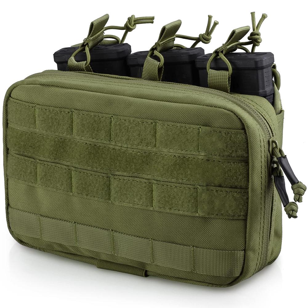 Pochette d'administration triple pour chargeurs Pochette à chargeurs Organisateur EDC utilitaire Molle Poche intérieure amovible Porte-chargeur pour M4 M16 5.56mm vert
