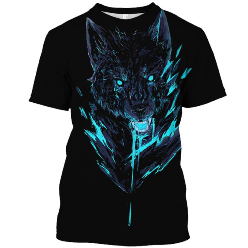 Letnia męska koszulka z nadrukiem zwierzęcym Casual 3d Plus rozmiar Punk z krótkim rękawem Street Sports sweter O Neck Tee bluza Harajuku