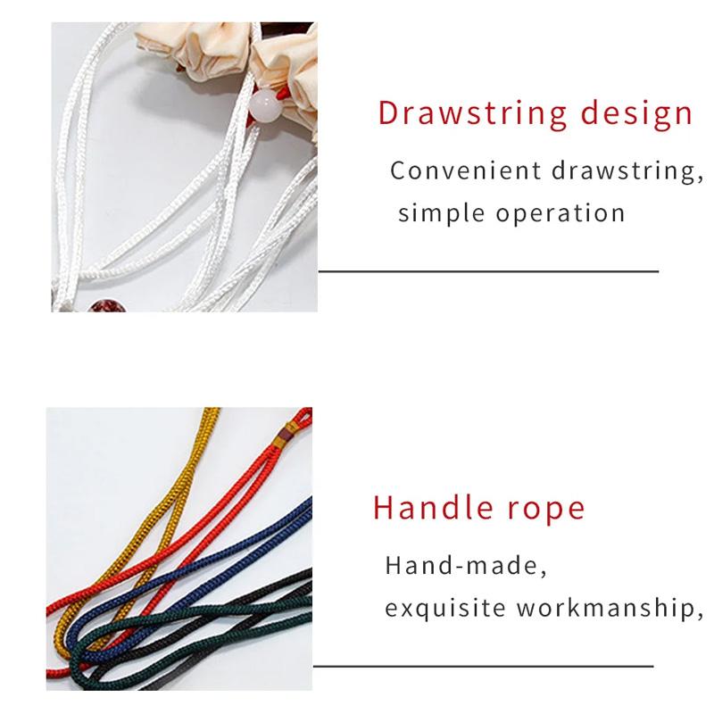 1PC Woven Embroidered Silk Style Sachet Bag Stitching Tassel Drawstring Bag Reusable Lotus Plum Flower 8x12CM