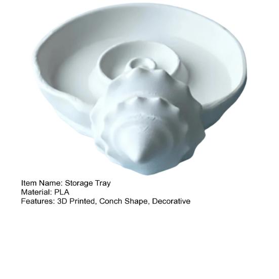 Yousheng 3D Printed Conch Jewelry Tray, Rings Earrings Necklaces Organizing Dish, Trinket Keys Holder Plate for