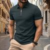 Herren Sommer Kurzarm Poloshirt mit Reißverschluss vorne Lässig Umlegekragen Leicht Atmungsaktives Oberteil