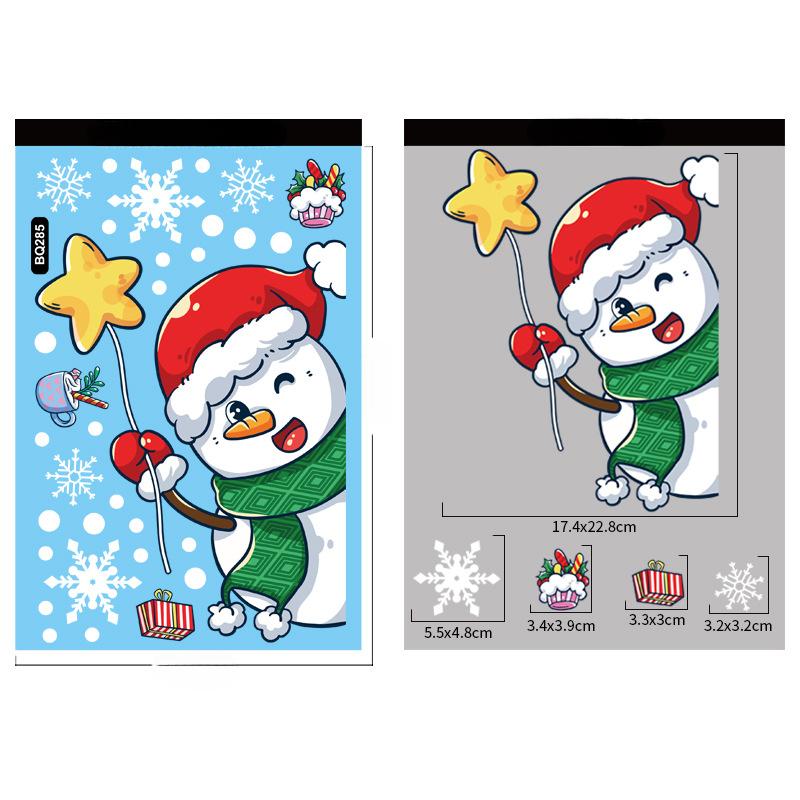 Vánoční dekorace Samolepky na okno Cartoon Elk Santa Claus Sněhulák Vánoční zrcadlové samolepky Veselé Vánoce Samolepka Nový rok