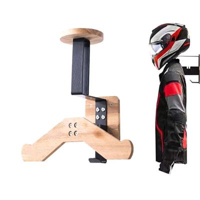 Wall Mount Motorcycle Helmet Holder Wooden Hat Bracket Universal Helmet Rack  Gear Storage
