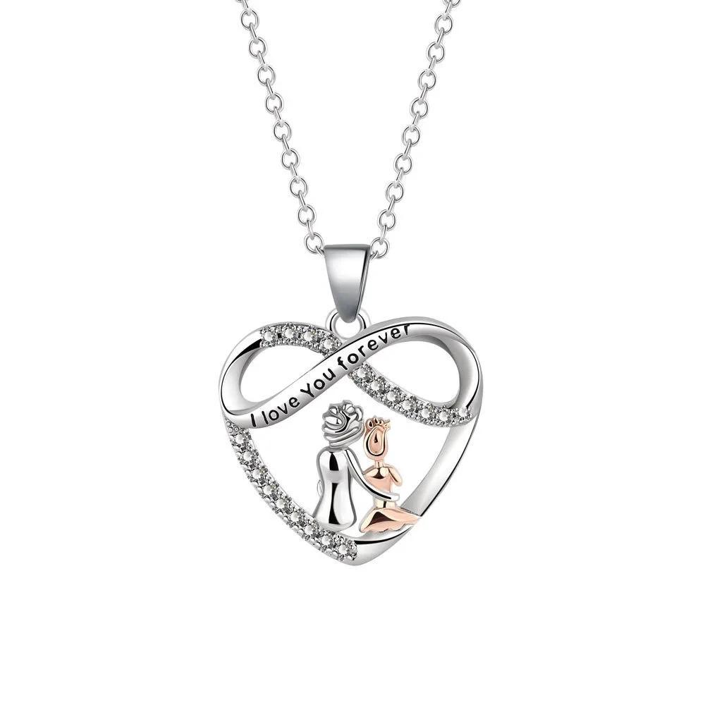 Trendy Heart Necklace for Men Women Hollow Love Pendant Clavicle Chain Choker Sweater Chain DIY BFF Party Family Jewelry Gifts