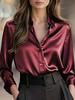 Autumn 2025 Elegant Satin Long Sleeve Button-Down Women's Shirt