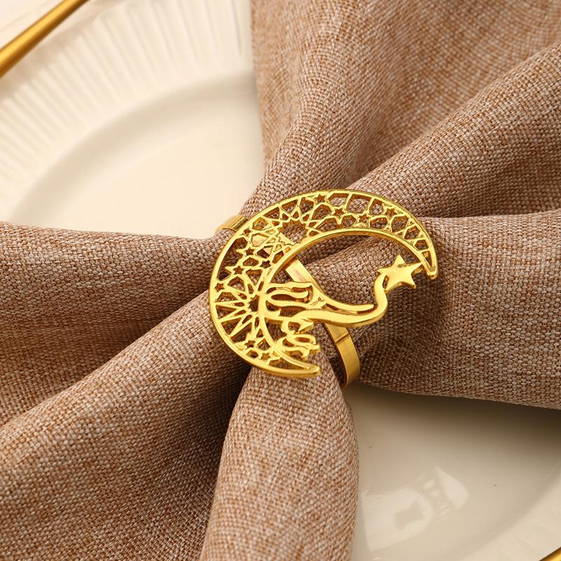 Eid Mubarak Curtain Clip Ring Gold Silver Color Crescent Ring Towel Clip Happy Eid Party Decor Supplies Ramadan Kareem Supplies