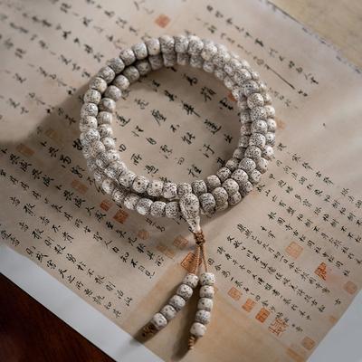 Natural Star Moon Bodhi Seed108Old-style Buddhist Prayer Beads, Long String of Beads with Blank Spaces, High-density Bracelet, Vintage Style