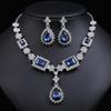 3 Pieces of Women's Zircon Water Drop Earrings with Necklace Zircon Set for Weddings, Banquets, Parties, and Holiday Gifts