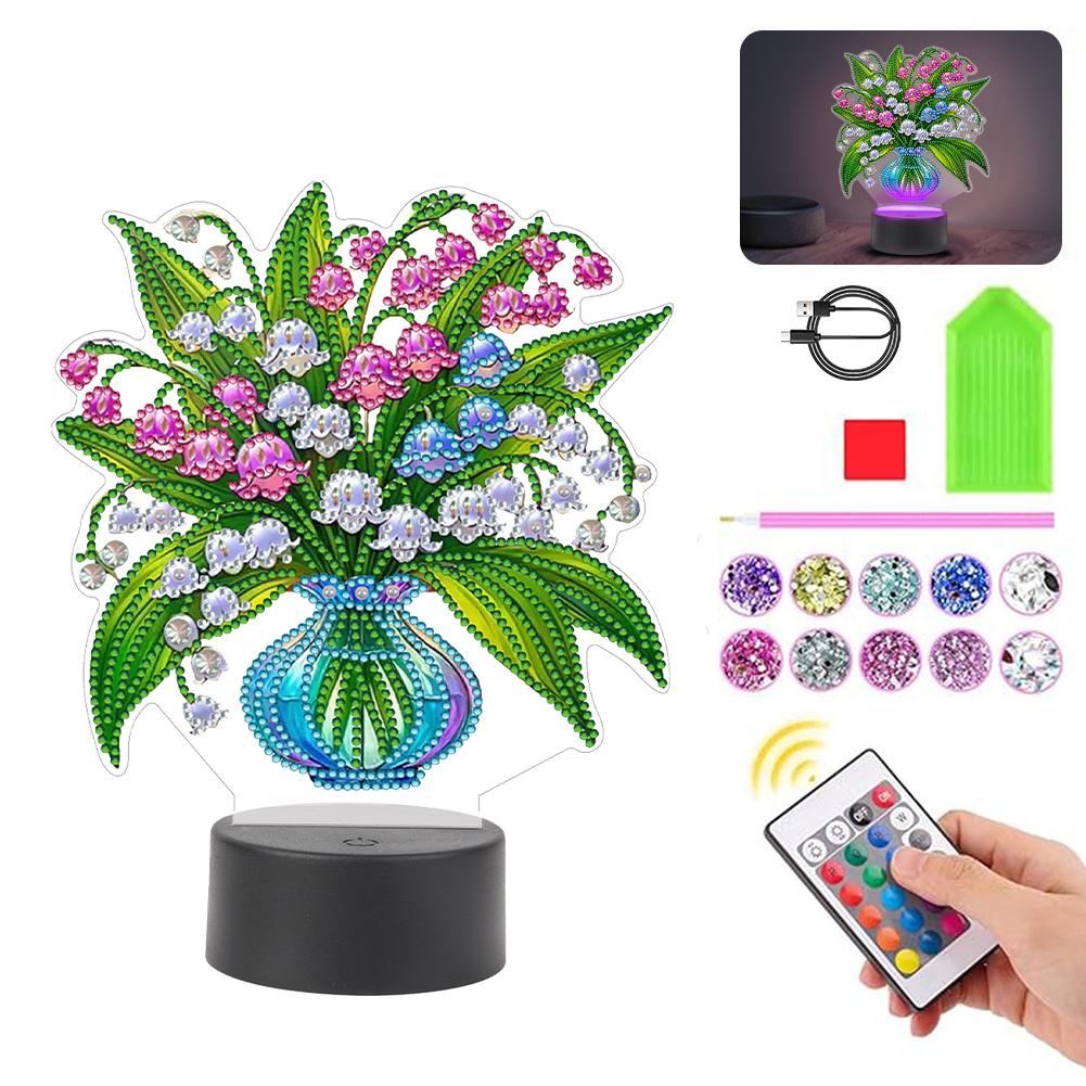 

Acrylic Double Sided Vase Diamond Painting Bedside Lamp Multifunctional Diamond Night Lamp Rhinestones LED Light for Home Decor