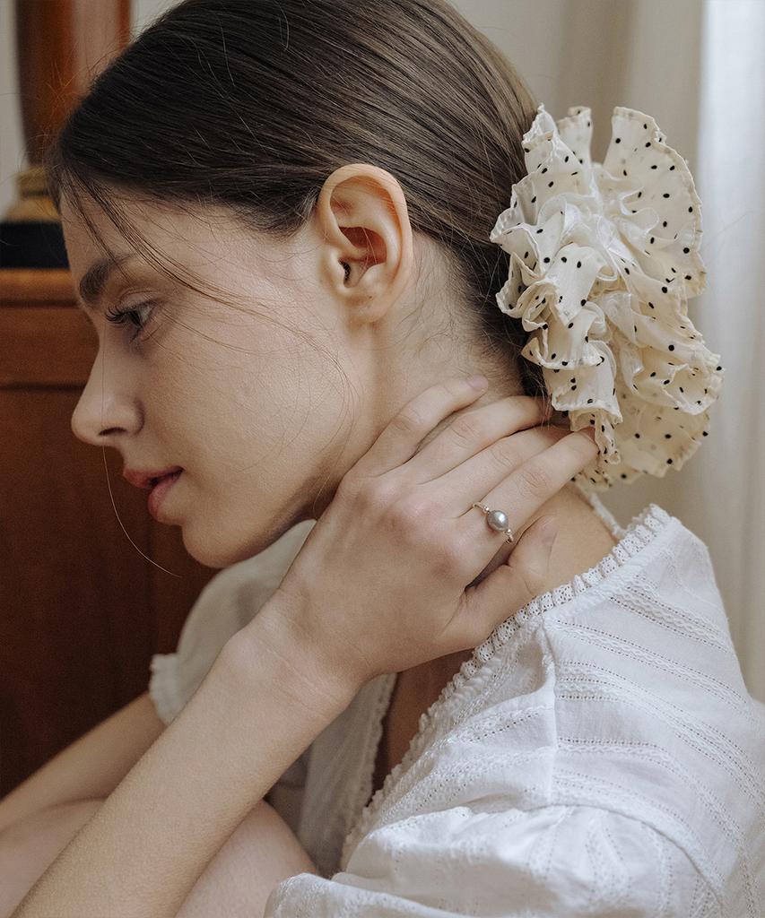 Has Hml002 Dot Ruffle Lace Scrunchie