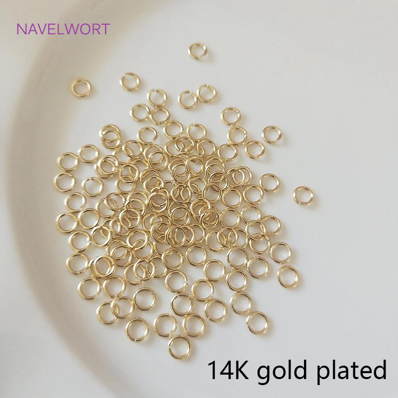 Multi Size 14K/18K Gold Plated Open Jump Ring Connecting Rings For Jewelry Making Supplies Brass Split Rings Jewelry Accessories