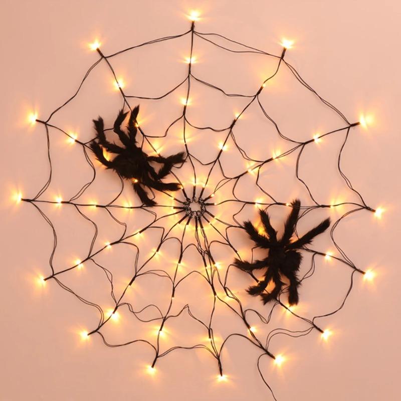Halloween LED Light String Ghost Festival Decoration Ghost House Party Decoration Atmosphere Light Spider Web Colorful Light
