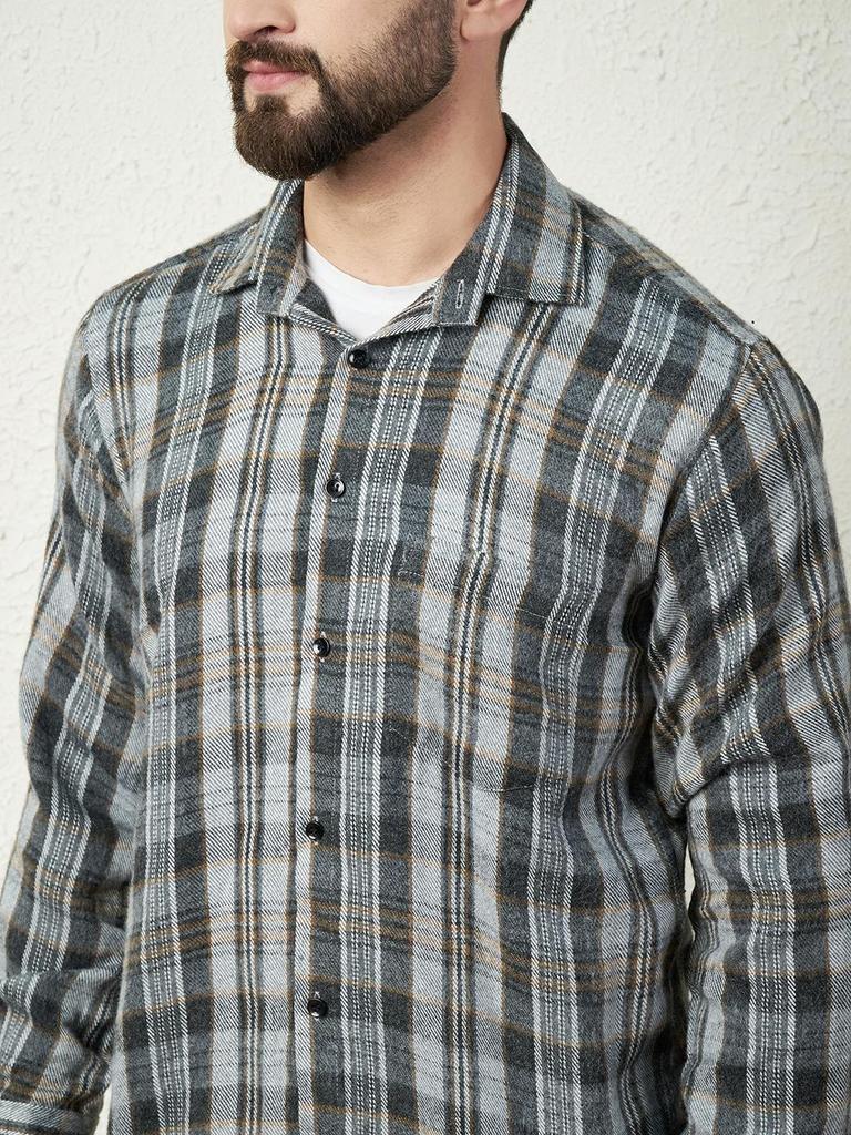 Grey 100% Cotton Flannel Shirt with Patch Pocket – Long Sleeves, 180 GSM