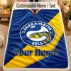 Flannel BlanketParramatta Eels Custom Name Text Personalized Soft Warm Throw Blanket Home Decor Gift