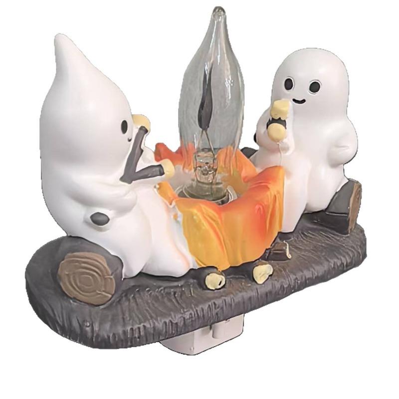 120V Halloween Ghost Atmosphere Light, Home Ornament Fire Flame Light, Ghost Resin Decoration