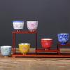 6 Stück silberne Mundbecher Sterling Silber Teegeschirr, Teetasse Kung Fu Emaille farbig Silber Beutel Einlage Meister