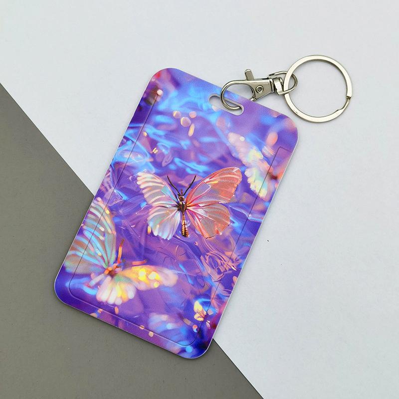 Ins Style Flower Butterfly Card Holder Student Bus Subway Card Meal ID Holders Protection Case Pick-up Card Anti-lost Hard Shell