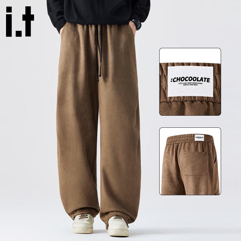 CHOCOOLATEit Men s Winter Loose Wide-Leg Straight Casual Pants 2XL