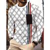 Men's 3D Stripe Printed Long-sleeved T-shirt, Comfortable, Breathable and Versatile Men's Top