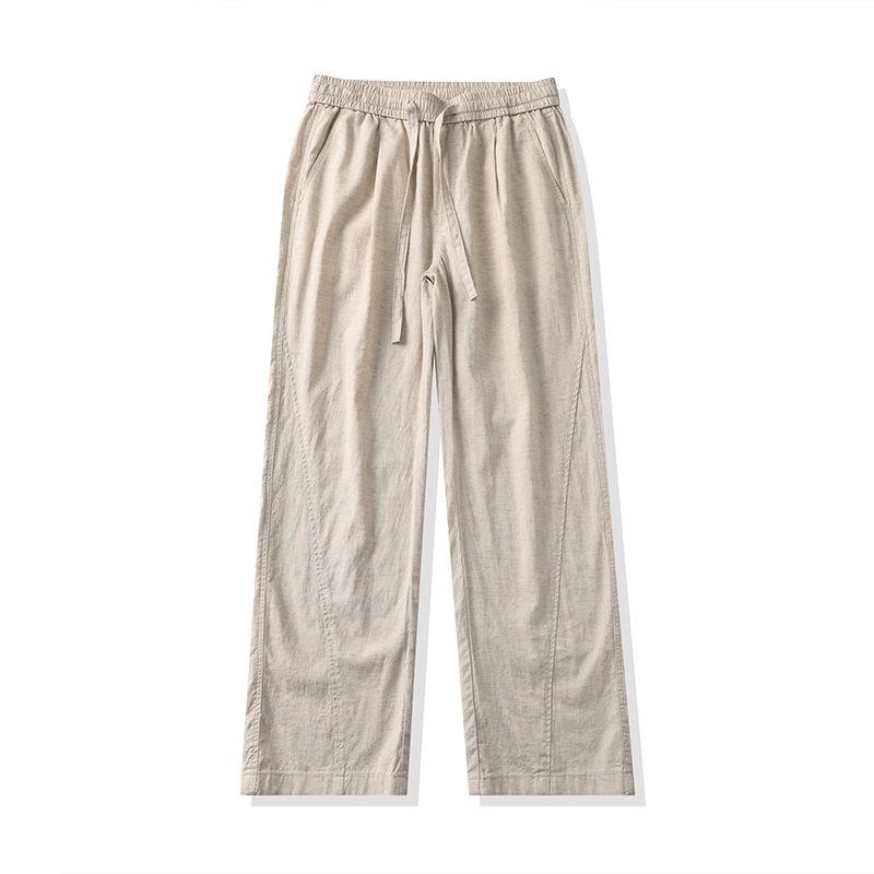 Linen Casual Pants Men's Summer New Old Money Wind Ice Silk Trousers Men's Loose Straight Drape Wide-leg Trousers