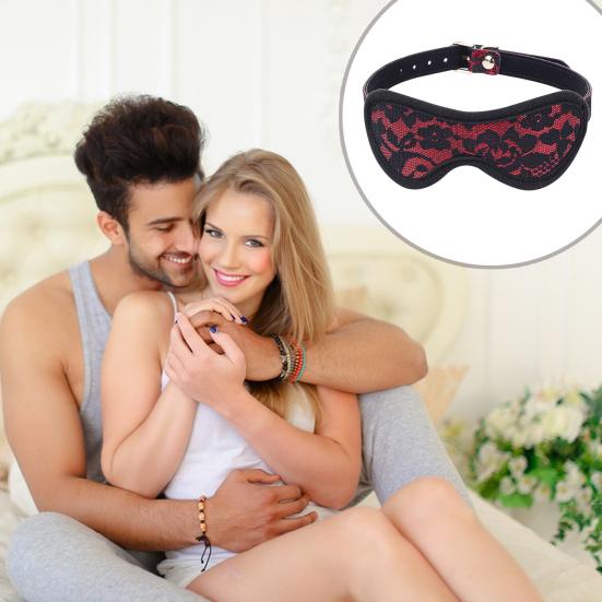 Lace BDSM Blindfold with Adjustable Strap Red Black Eye Mask for Sensory Deprivation Soft Inner Lining Intimate Accessory for Couples Role Play