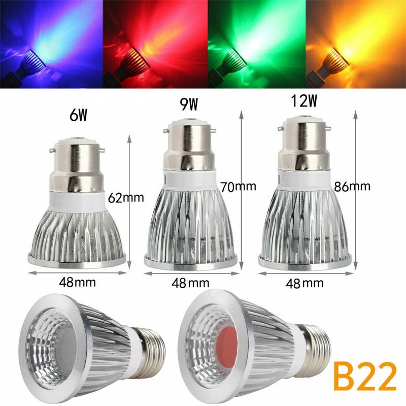 

COB led spotlight 9W 12W 15W led lights E27 E14 GU10 GU5.3 220V 110V Cob led bulb Red Yellow Blue Green lampada led lamp 85-265V 6w&No&B22 AC 85-265V