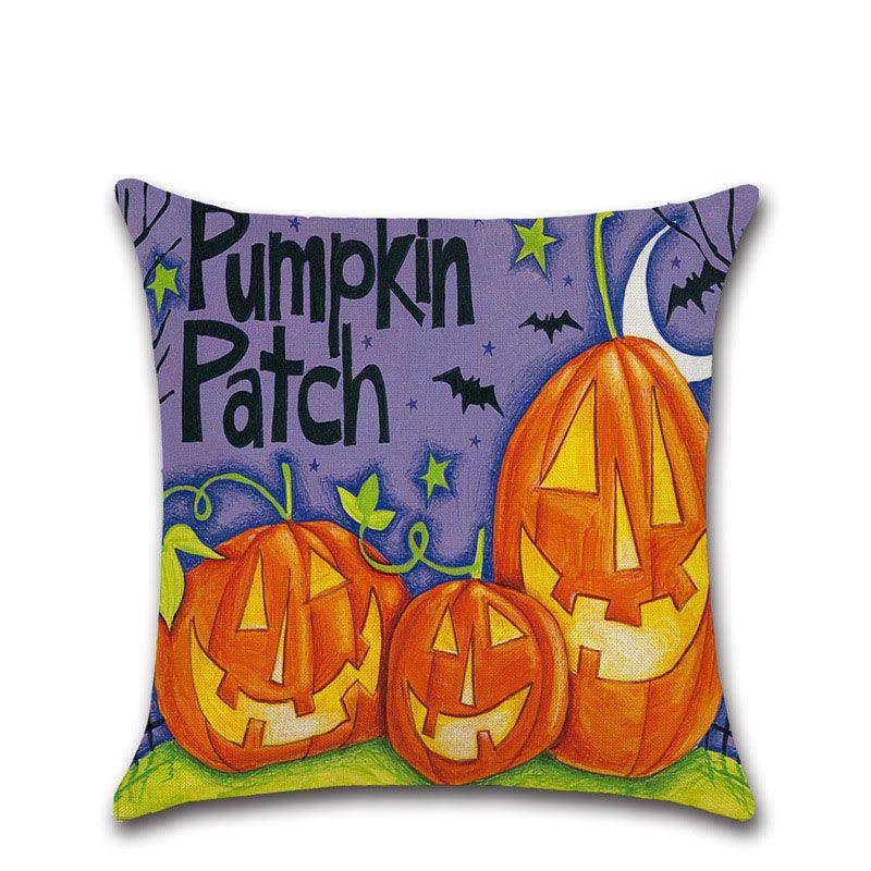 Luxuriöser Halloween-Leinen-Kissenbezug mit Kürbis- und Geistermuster für festliche Dekoration