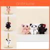 Fluffy White Black Pink Cat Plush Toy Keychain Adorable Big Eye Doll For Bags