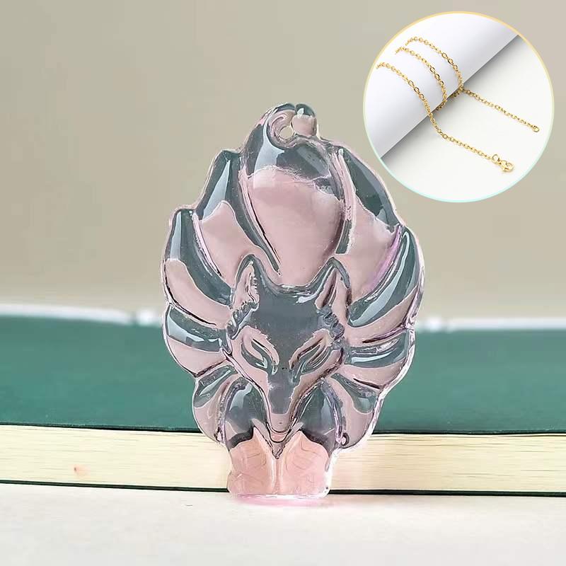 Unisex Chinese Animal Hand-Carved Fox Nine-Tailed Fox Pendant Chain Necklace Men Women Lucky Jewelry Gift 2025 New