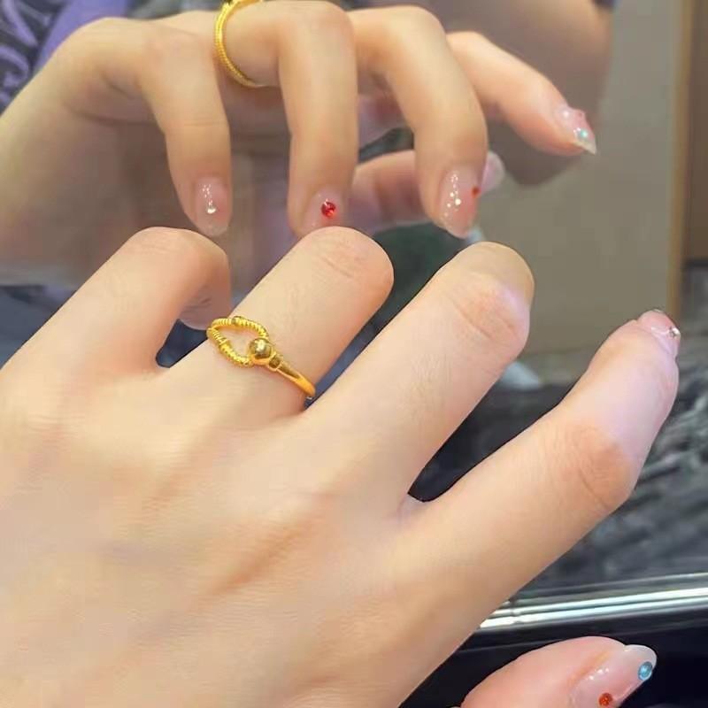 Gold Copper Fashionable Plated Open Adjustable Rings For Women Elegant Design