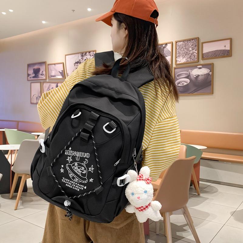 Spring letter printing student schoolbag Korean version of junior high school student drawstring large-capacity backpack