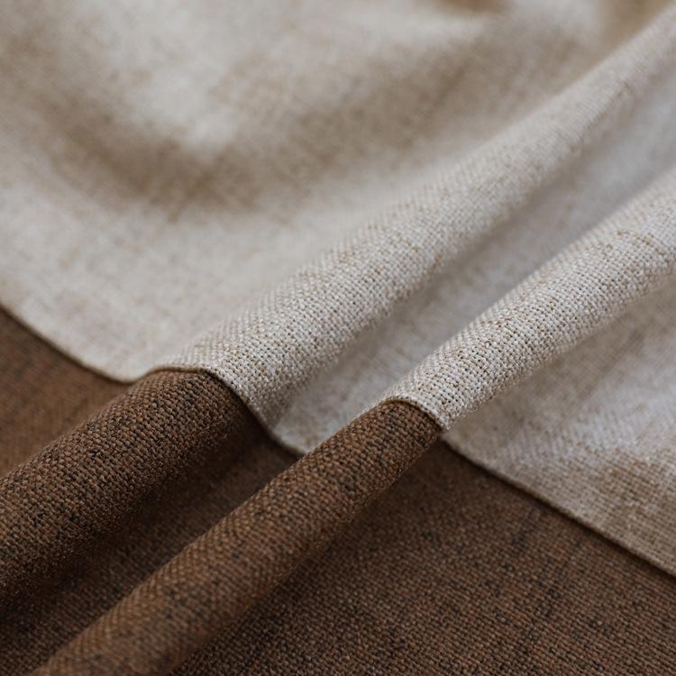American Simple Solid Color Splicing Full Shading Nano-Coated Linen Curtains, Living Room Bedroom Finished Product Customization