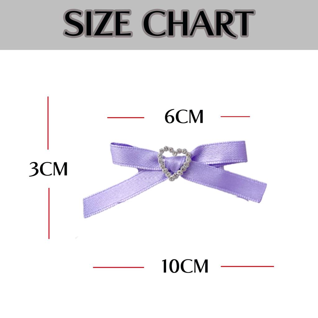 Set of 2 Mini Ribbon Clips with Heart Jewel, Black [Used]