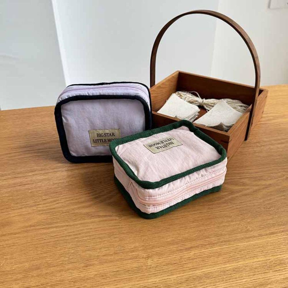 Korean Style Contrast Color Cosmetic Bag Portable Sanitary Napkin Storage Bag  Women