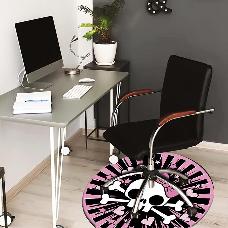 

1pc Skull and Crossbones with Bow Round carpet, Made of Polyester,Perfect for Decorating Office Chairs, Living Rooms,fplt265 80cm by 80cm
