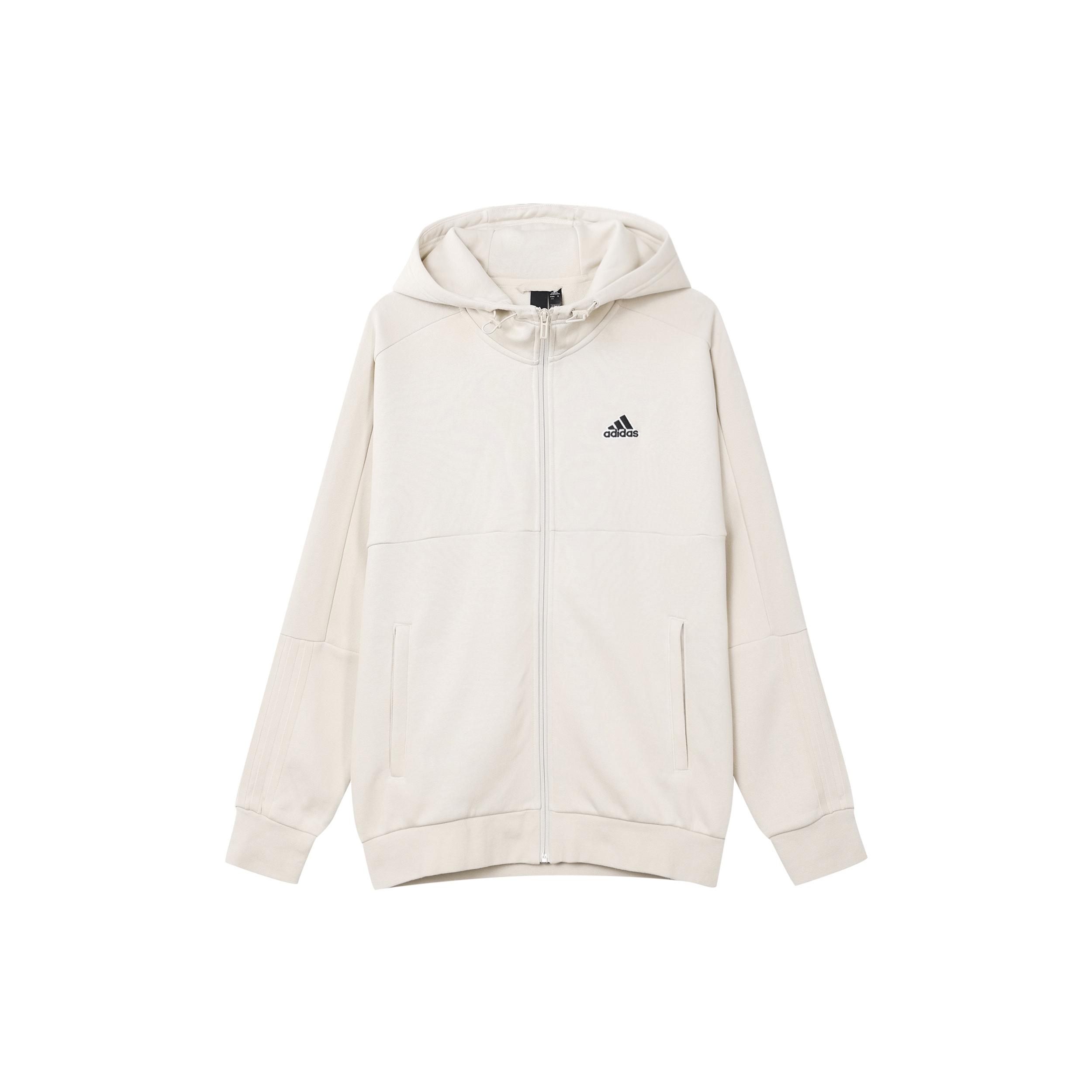 Men s adidas Fleece Lined Stay Warm Sports Hooded Cardigan Jacket Bauxite Brown HG1833 L