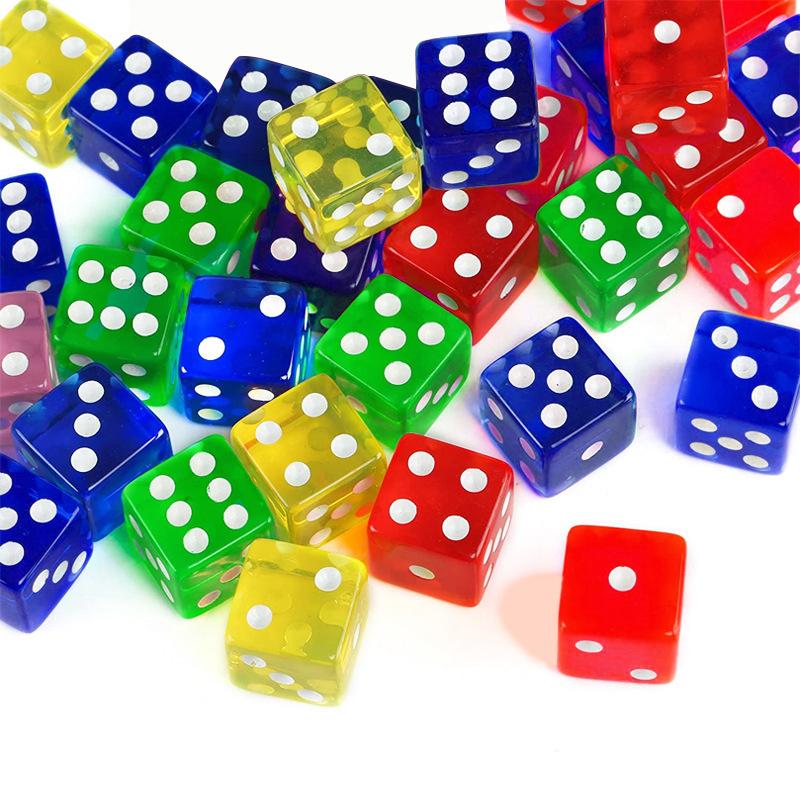 12Pcs 16Mm Transparent Dice For Board Games For Adullts Kids Acrylic Cubes Party Leisure Toys Juegos De Mesa Divertidos