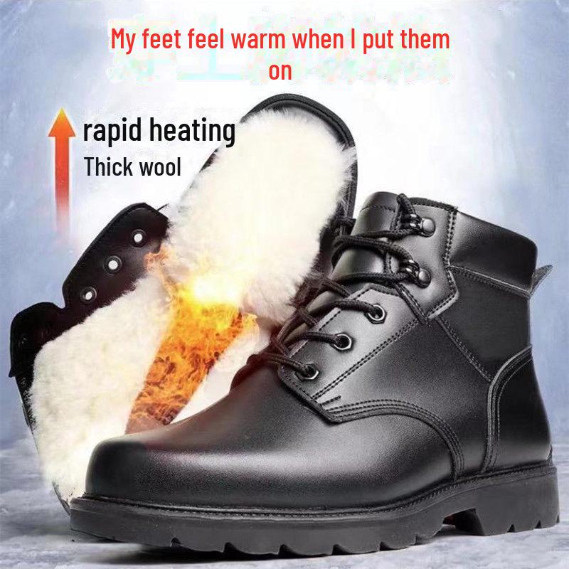 

Чоловічі зимові бавовняні снігові черевики - на оксамитовій підкладці, з натуральної шкіри, високі черевики Мартін для вулиці. 43