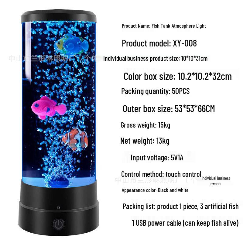 Color-Changing LED Night Light: Bubble Cylinder Fish Tank for Home Decor