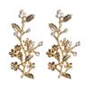 10x Gold Alloy Flower Leaves Embellishment Flatback Button for Wedding Craft