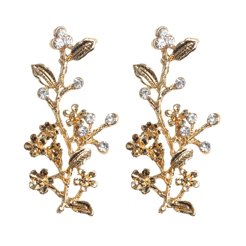 10x Gold Alloy Flower Leaves Embellishment Flatback Button for Wedding Craft