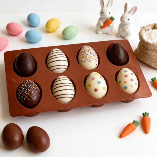 Molde de Silicona para Hornear Huevo de Pascua Molde Flexible Antiadherente para Chocolate Pastel Pudín Gelatina Reutilizable Fácil Desmoldeo Herramienta para Hacer Postres Jabón Casero
